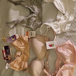 Fruit of the Loom, Warners, Hanes bras, size 34B and 1 Med, colors white, beige